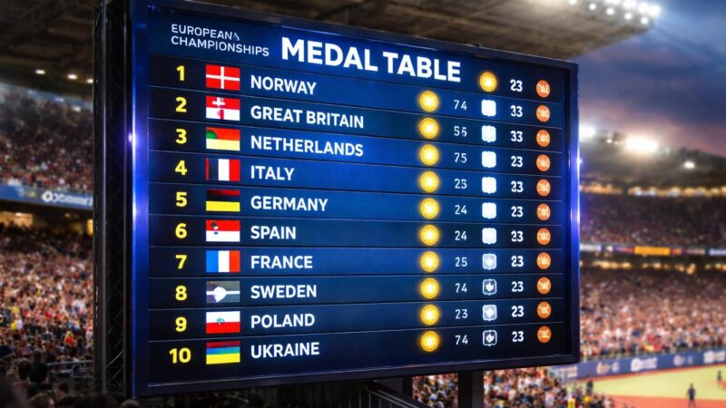 Suivez le tableau des médailles pour le championnat d&rsquo;Europe d&rsquo;athlétisme en temps réel !